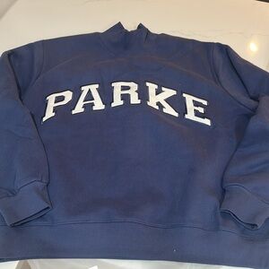 PARKE Varsity Turtleneck Crown/White s/m Fleece Sweatshirt